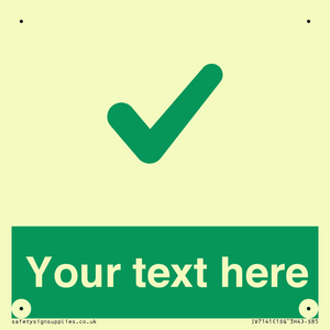 Custom green background, green tick sign